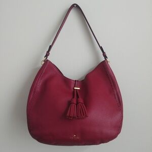 kate spade Burgundy Leather Hobo Bag with Tassel